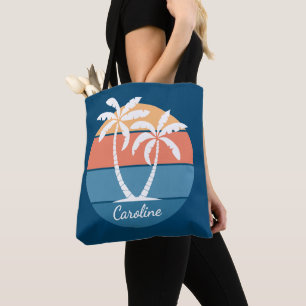 Personalized Custom Tropical Beach Ocean Sunset Tote Bag