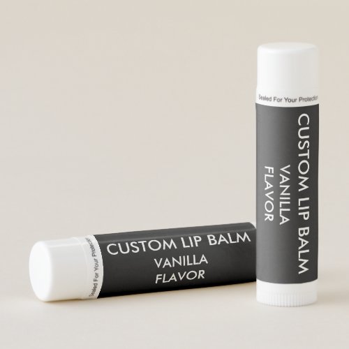 Personalized Custom VANILLA FLAVOR Lip Balm BLACK