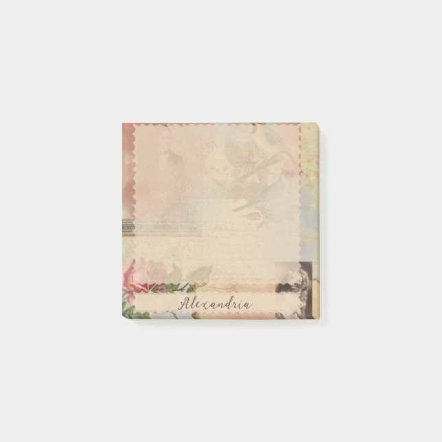 Personalized Custom Vintage Paper  Post-it Notes (Front)