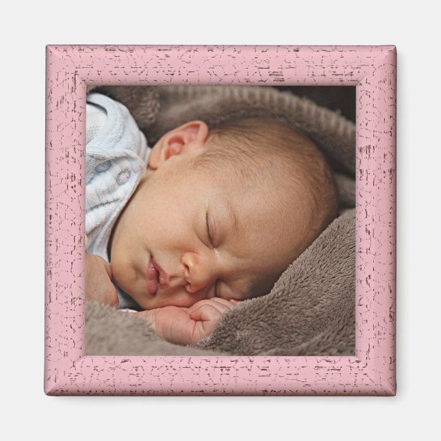 Personalized Custom Vintage Pastel Pink Fridge Magnet (Front)