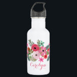 Personalized custom water bottle Floral chic<br><div class="desc">Personalized custom water bottle. Floral chic with hand drawn flowers. Water bottle gift for her.
IMPORTANT: you can change the background color under the flowers to your favorite color (just click on the "Customize it" button)!</div>