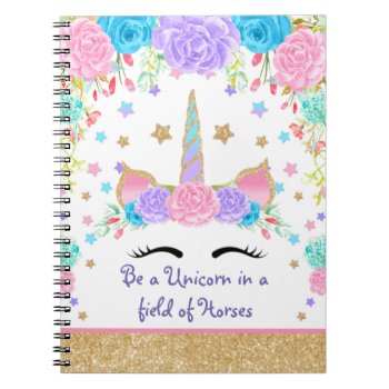 Personalized Custom Watercolor Floral Unicorn Notebook by TiffsSweetDesigns at Zazzle
