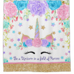 Personalized Custom Watercolor Floral Unicorn Shower Curtain at Zazzle