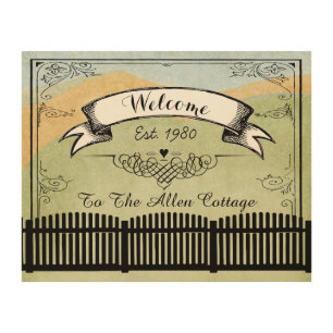 Personalized Custom Welcome To Our Cottage Wood Wall Decor