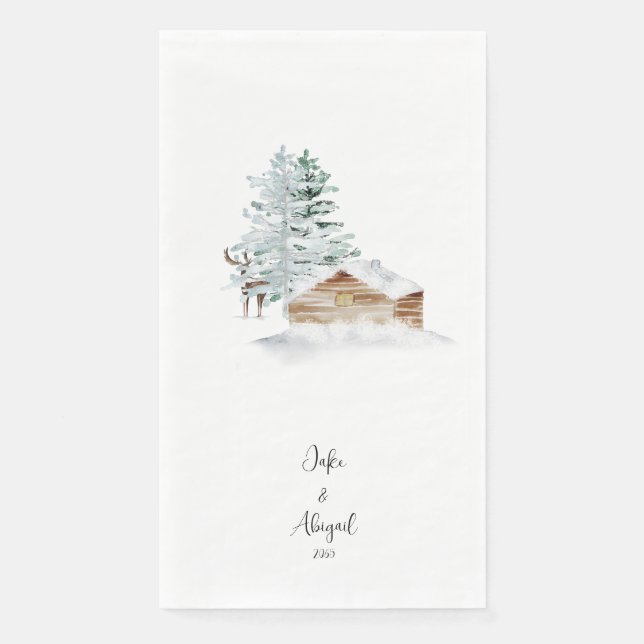 Personalized Custom Woodland Christmas  Paper Guest Towels (Front)