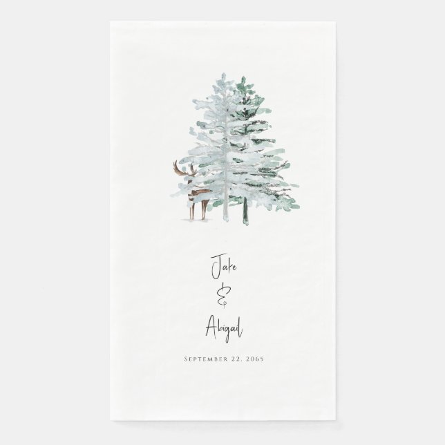 Personalized Custom Woodland Modern Font Paper Guest Towels (Front)
