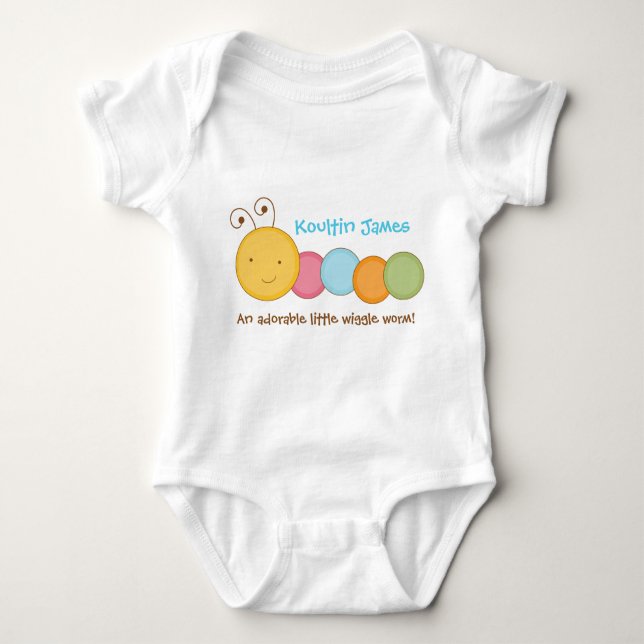 Personalized Custom Worm Baby One Sie Body Suit Baby Bodysuit (Front)