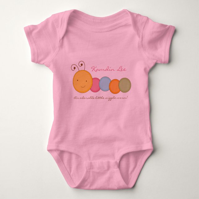Personalized Custom Worm Baby One Sie Body Suit Bodysuit (Front)