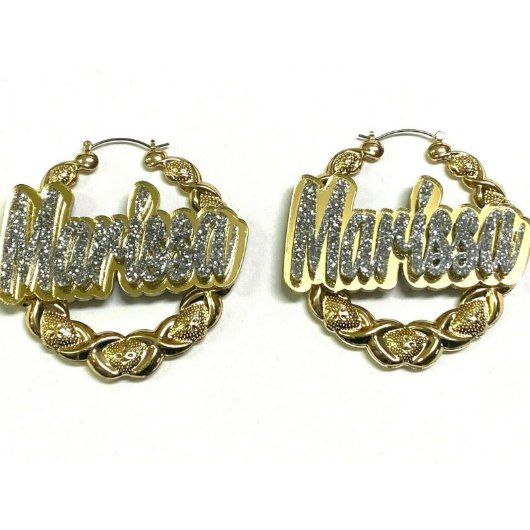 Personalized Custom XOXO Earrings 1.5 " Size Hoops (Front)