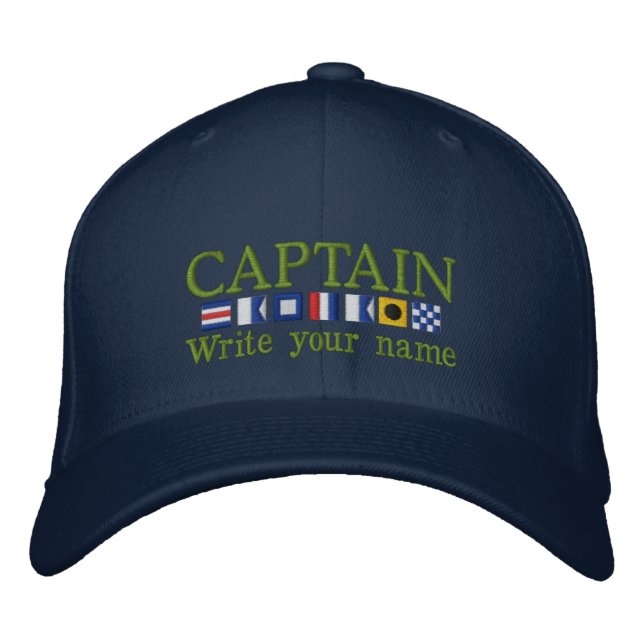 Personalized Custom Your Captain Nautical Flags Embroidered Baseball Cap (Front)