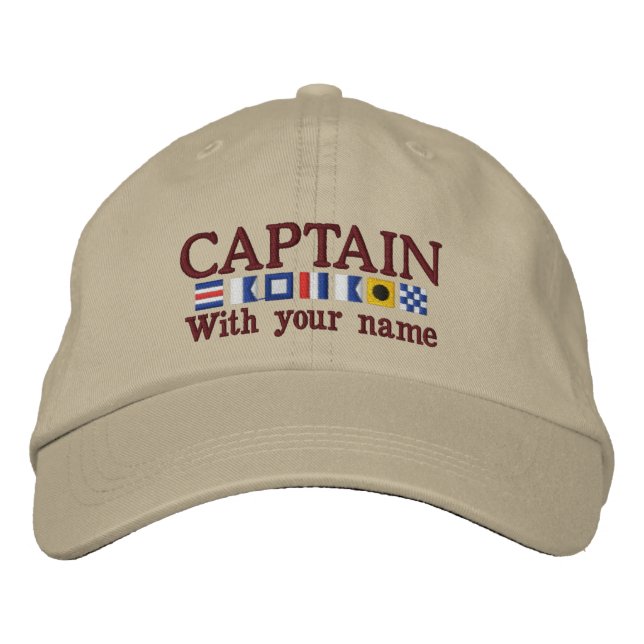Personalized Custom Your Captain Nautical Flags Embroidered Baseball Cap (Front)