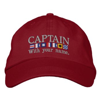 Personalized Custom Your Captain Nautical Flags Embroidered Baseball Cap by CaptainShoppe at Zazzle