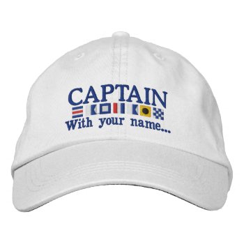 Personalized Custom Your Captain Nautical Flags Embroidered Baseball Hat by CaptainShoppe at Zazzle