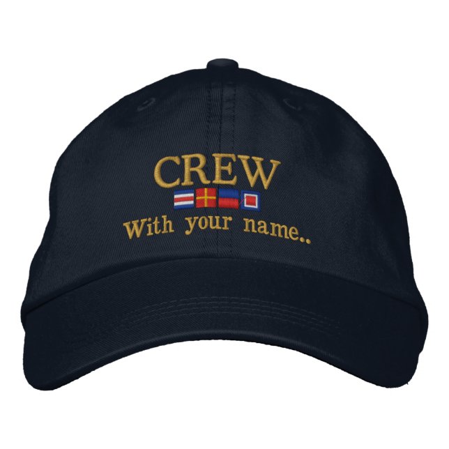 Personalized Custom Your Crew Nautical Flags Embroidered Baseball Cap (Front)