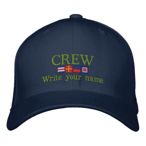 Personalized Custom Your Crew Nautical Flags Embroidered Baseball Cap