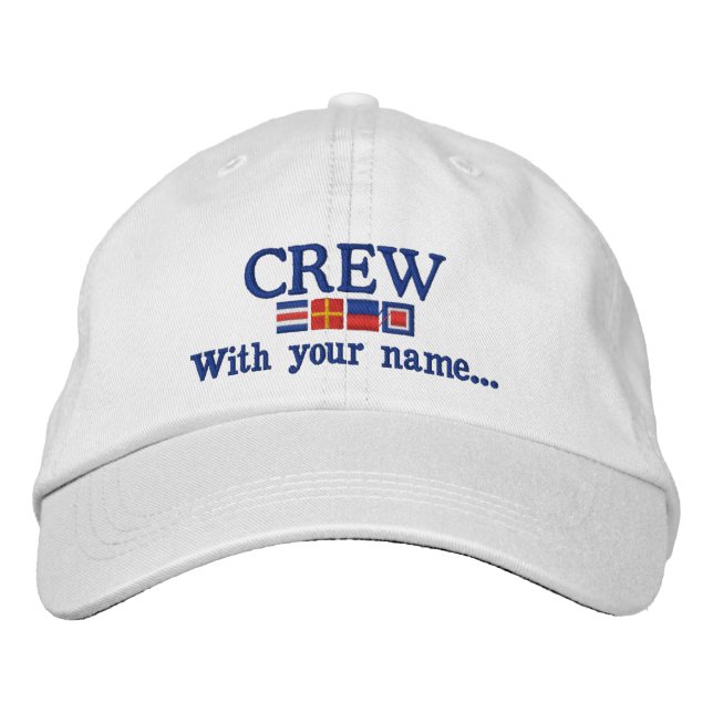 Personalized Custom Your Crew Nautical Flags Embroidered Baseball Cap (Front)