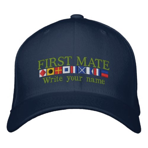 Personalized Custom Your First Mate Nautical Flags Embroidered Baseball Cap