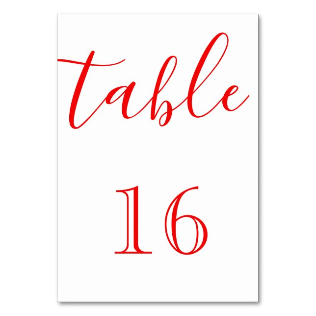 Personalized Custom Your Own Elegant Script Table Number (Front)