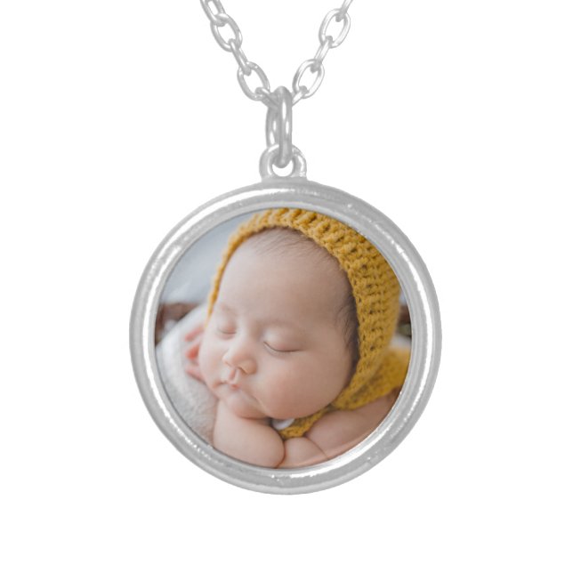 Personalized Custom Your Own Photo Silver Plated Necklace (Front)