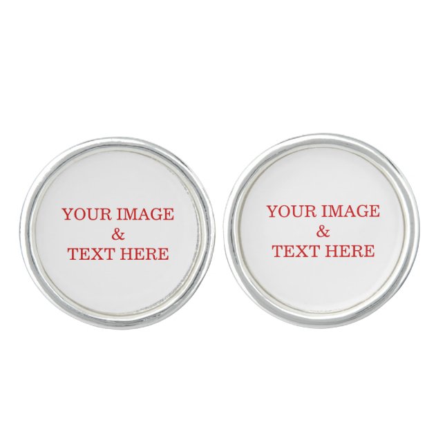 Personalized Custom Your Own Photo & Text Cufflinks (Front)
