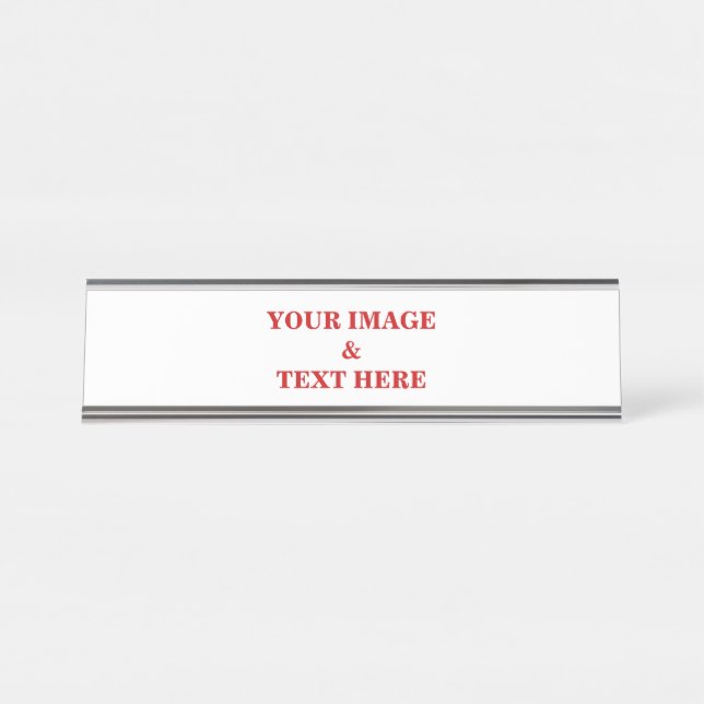 Personalized Custom Your Own Photo & Text Desk Name Plate (Front)