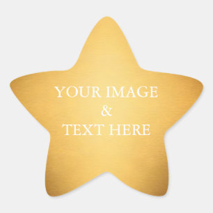 Personalized Custom Your Own Photo & Text Gold Sta Star Sticker