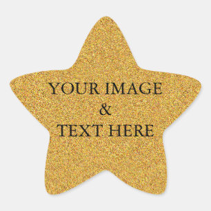 Personalized Custom Your Own Photo & Text Gold Star Sticker