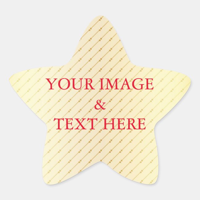 Personalized Custom Your Own Photo & Text Gold Star Sticker (Front)