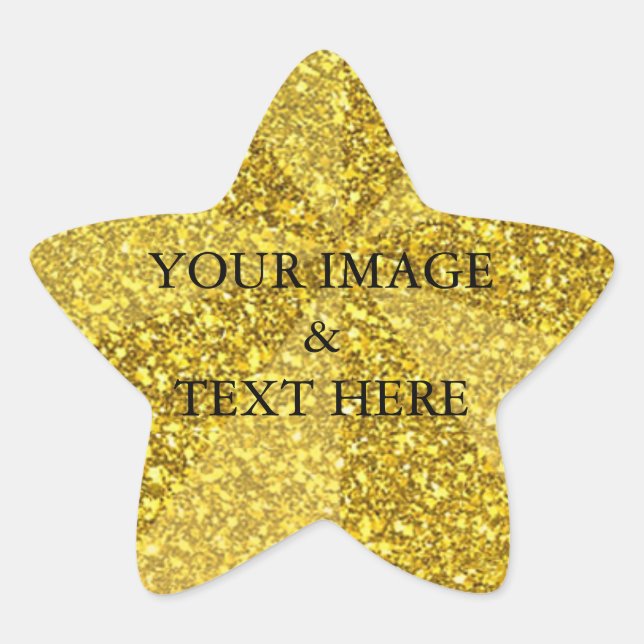 Personalized Custom Your Own Photo & Text Gold Star Sticker (Front)