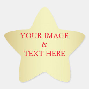 Personalized Custom Your Own Photo & Text Gold Star Sticker