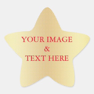Personalized Custom Your Own Photo & Text Gold Star Sticker