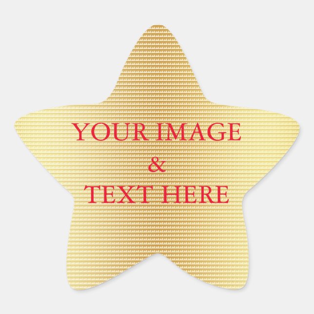 Personalized Custom Your Own Photo & Text Gold Star Sticker (Front)