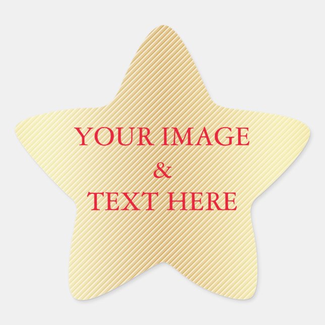 Personalized Custom Your Own Photo & Text Gold Star Sticker (Front)