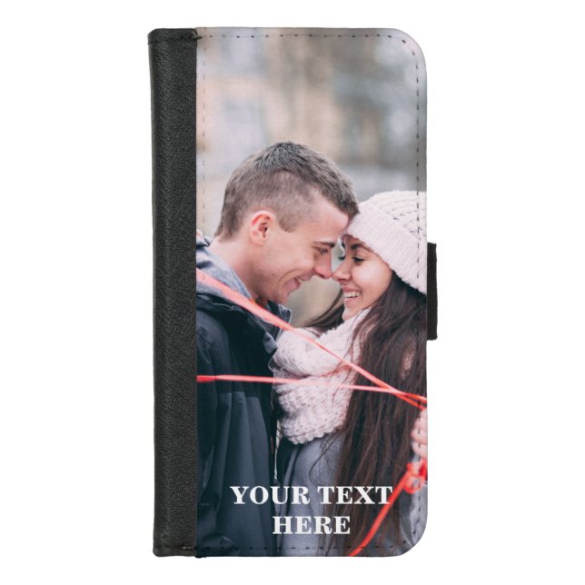 Personalized Custom Your Own Photo & Text iPhone Wallet Case (Front)