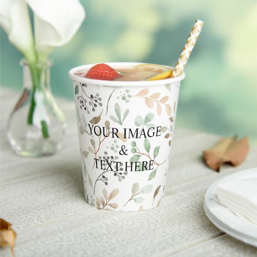 Personalized Custom Your Own Photo  Text  Paper C Paper Cups