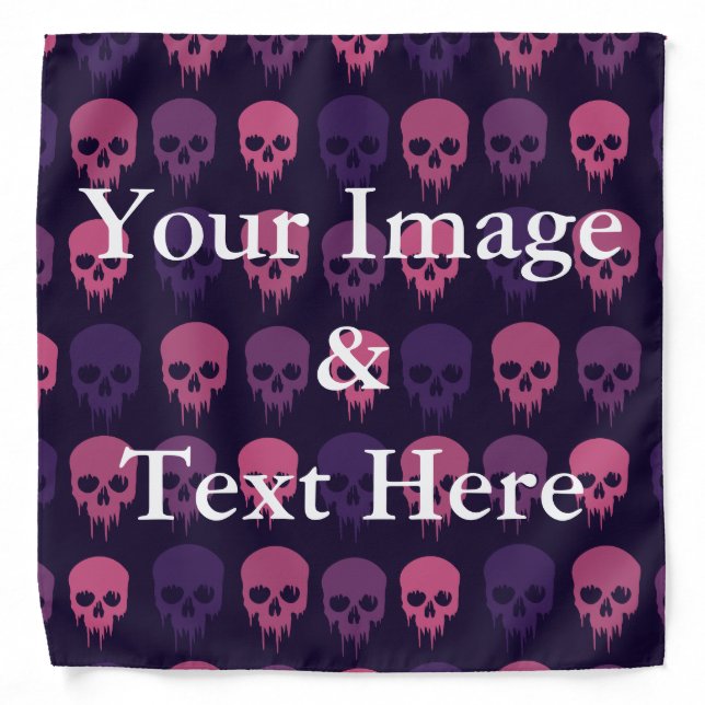 Personalized Custom Your Own Photo & Text Skull  Bandana (Front)
