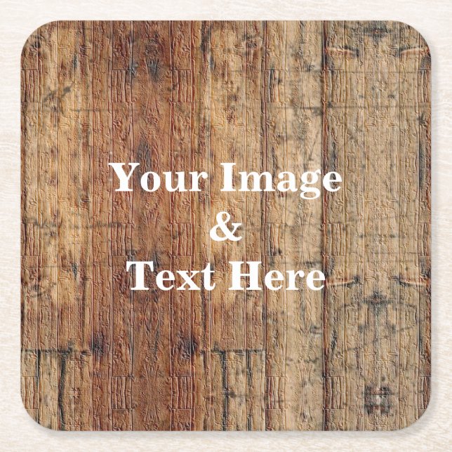Personalized Custom Your Own Photo Wooden Square P Paper Coaster (Front)