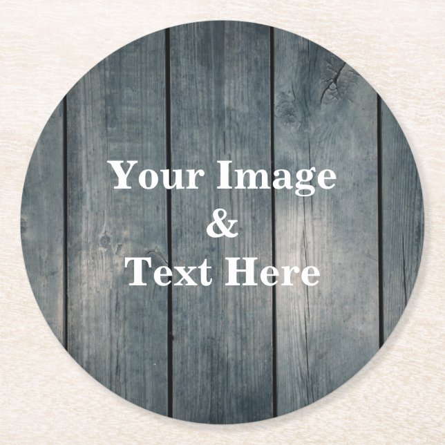 Personalized Custom Your Own Photo Wooden Square P Round Paper Coaster (Front)