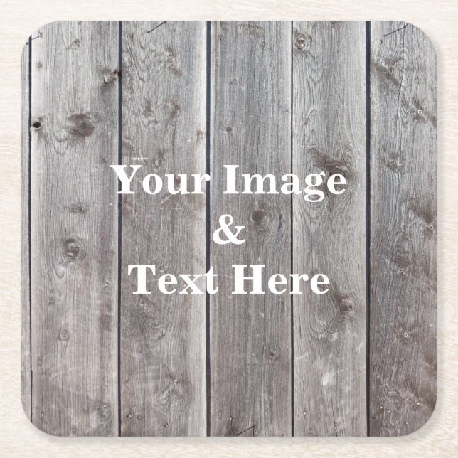 Personalized Custom Your Own Photo Wooden Square P Square Paper Coaster (Front)