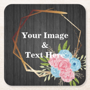 Personalized Custom Your Own Photo Wooden Square P Square Paper Coaster