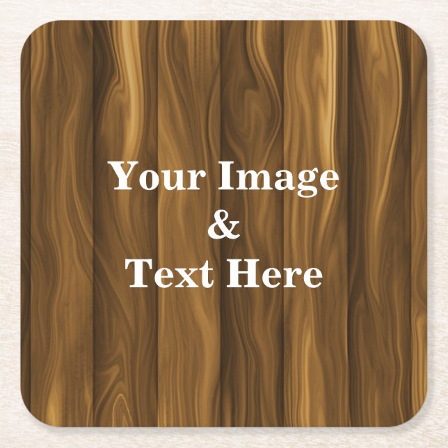 Personalized Custom Your Own Photo Wooden Square P Square Paper Coaster (Front)