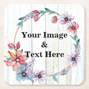 Personalized Custom Your Own Photo Wooden Square P Square Paper Coaster