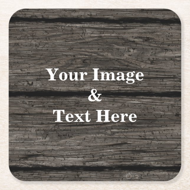 Personalized Custom Your Own Photo Wooden Square P Square Paper Coaster (Front)