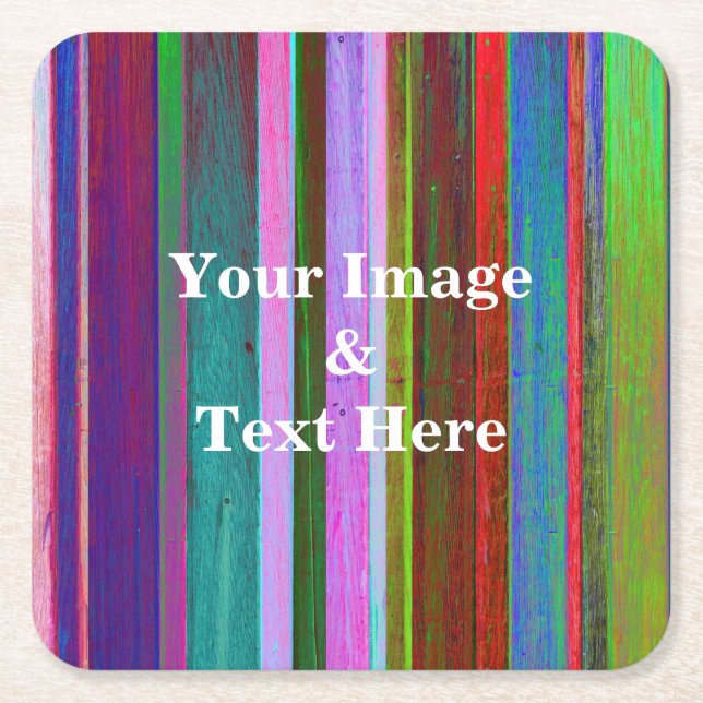 Personalized Custom Your Own Photo Wooden Square P Square Paper Coaster (Front)