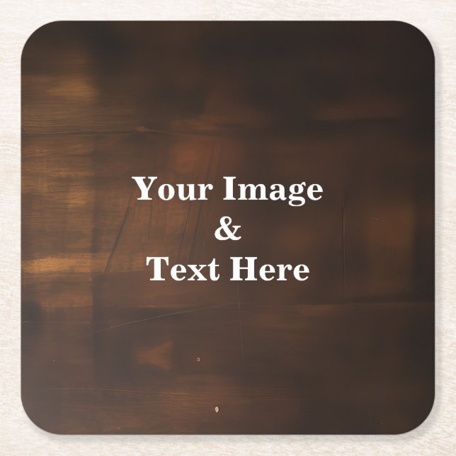 Personalized Custom Your Own Photo Wooden Square Paper Coaster (Front)