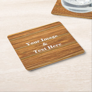 Personalized Custom Your Own Photo Wooden Square Paper Coaster