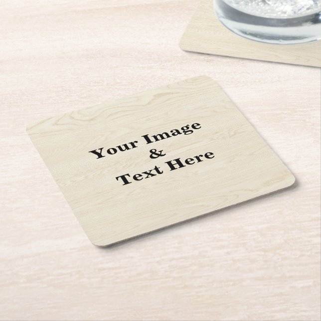 Personalized Custom Your Own Photo Wooden Square Paper Coaster (Angled)