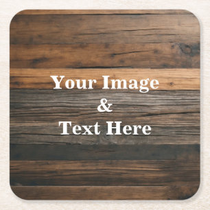 Personalized Custom Your Own Photo Wooden Square Paper Coaster