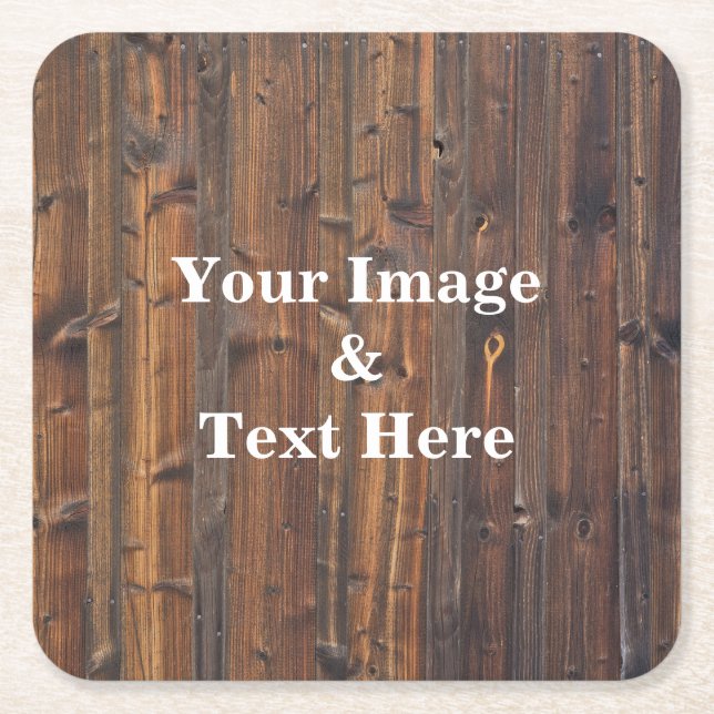 Personalized Custom Your Own Photo Wooden  Square Paper Coaster (Front)