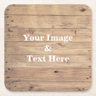 Personalized Custom Your Own Photo Wooden Square Paper Coaster